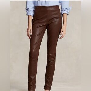Polo Ralph Lauren Lambskin Brown Leather Pants Size XS Original Price $998